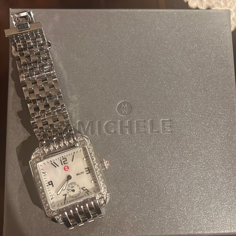 Michele watch for women stainless steel and diamond work perfectly ( battery)